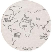 Ковер Benuta World Map, белый цв./черный цв., 115 см x 115 см