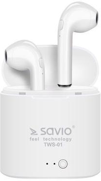 Bezvadu austiņas Savio TWS-01 Airpods, balta krās.