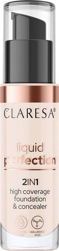 Veido kosmetika, maskuoklis Claresa Liquid Perfection 2 in 1, 101 light, 18 g