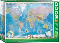 Dėlionė Eurographics Map Of The World, 67.6 cm x 96.8 cm, 2000 vnt., įvairių spalvų