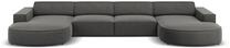 Sofa Micadoni Home Jodie Velvet Rounded Panoramic 6 Seats, šviesiai pilka sp., 364 x 166 cm x 70 cm