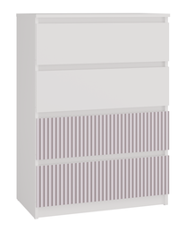 Komoda Malwa M4 Arteso, balta sp./rožinė sp., 97 cm x 40 cm x 70 cm