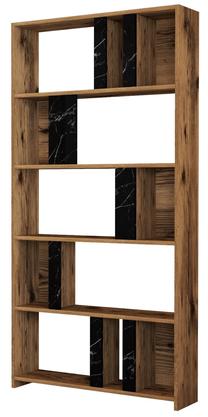 Pastatoma lentyna Kalune Design Lima Marble, juoda sp./riešuto sp., 180 cm x 90 cm x 20 cm