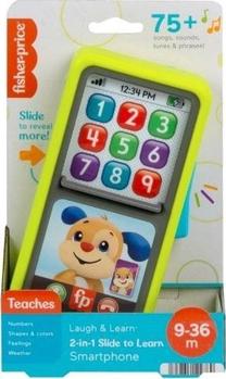 Attīstoša rotaļlieta, mācību tālrunis Mattel Fisher Price 2in1 Slide To Learn, EN, zaļa krās.