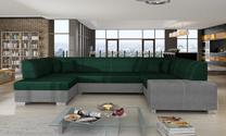 Kampinė sofa Havana Kronos 19, Paros 05, pilka sp./tamsiai žalia sp., kairinė, 320 x 207 cm x 73 cm