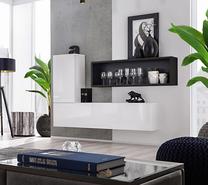 Sieninė lentyna ASM Blox SB VI Blox SB VI, balta/juoda, 155 cm x 32 cm x 105 cm