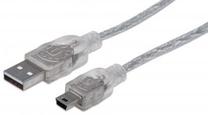 Laidas Manhattan USB 2.0 male, Mini USB, 1.8 m, juoda sp.