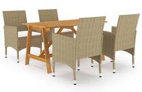 Āra mēbeļu komplekts VLX Garden Dining Set, krēmkrāsas krās./brūns krās., 4 sēdvietas