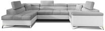 Kampinė sofa Thiago Sawana 21, Soft 17, balta sp./pilka sp., kairinė, 350 x 202 cm x 90 cm