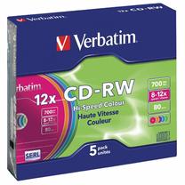 Ierakstāms kompaktdisks Verbatim Hi-Speed Colour, 700 MB, 5gab.