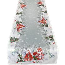 Ziemassvētku galda celiņš taisnstūris OS324-01, balta krās./sarkana krās./pelēka krās., 40 x 140 cm