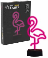 Dekoracija "Flamingas" Manta Style Neon Lights su LED apšvietimu, 25 cm, 12 cm, rožinė sp.