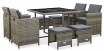 Āra mēbeļu komplekts VLX 9 Piece Set With Cushions, pelēks krās./tumši pelēka krās., 8 sēdvietas