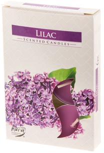 Žvakių rinkinys Aura Candles, 4 h, 6 vnt., violetinė sp.