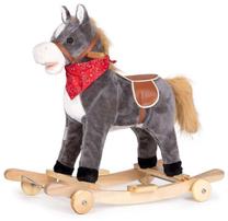 Supamas arkliukas EcoToys Horse XL-106W, mediena, pliušas, pilka sp.