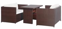Lauko baldų komplektas VLX Bistro Set 43914, balta sp./ruda sp., 4 vietų