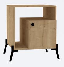 Naktinis staliukas Kalune Design Hazal 495SSE1705, ąžuolo sp./juoda sp., 50 cm x 50 cm x 61 cm