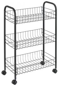 Trijų pakopų vežimėlis ant ratų Metaltex Lugano, 41 cm x 63 cm x 23 cm, juoda sp.