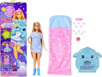 Кукла с аксессуарами Mattel Sleepover Reveal JMR88, 28 см, голубой цв.