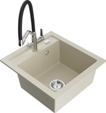 Кухонный умывальник с кухонным смесителем Mexen Vito Duo, гранит, 52 см x 49 см x 21 см, бежевый цв.