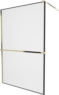 Dušo sienelė Mexen Kioto+ Walk-In Black Frame, 80 cm x 200 cm, aukso sp./juoda sp./grūdintas