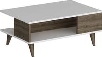 Kavos staliukas Kalune Design Lyon, balta sp./riešuto sp., 90 cm x 60 cm x 38.6 cm