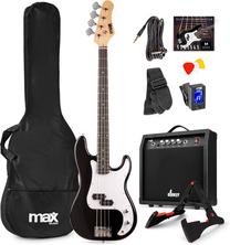 Basģitāra Max GigKit Guitar Pack, melna krās.
