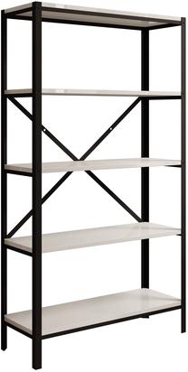 Knygų lentyna ADRK Rene, juoda sp./blizgios baltos spalvos, 146.8 cm x 30 cm x 80 cm