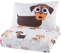 Patalynės užvalkalų komplektas Mijolnir Canis 162ELR8188, ruda sp./balta sp., 50 x 70 cm, 180 x 225 cm
