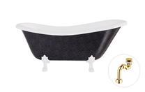 Vonia, laisvai pastatoma Besco Otylia Glam, 170 cm x 77 cm x 68.5 cm, ovalas, aukso sp./balta sp.