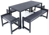 Lauko baldų komplektas DM Grill Garden 4, juoda sp./tamsiai pilka sp., 6 vietų