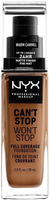 Skystas makiažo pagrindas NYX Professional Makeup Can't Stop Won't Stop, ruda sp., 15.7 warm caramel, 30 ml