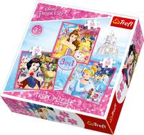 Dėlionė 3in1 Trefl Disney Princesses 34833, 32 cm x 23 cm, 106 vnt.