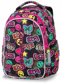 Skolas mugursoma CoolPack Joy LED Emoticons, melna krās./daudzkrāsaina, 41 cm x 29 cm x 20 cm