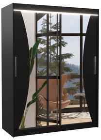 Skapis ADRK Max LED, melna krās., 58 cm x 150 cm x 200 cm, ar spoguli