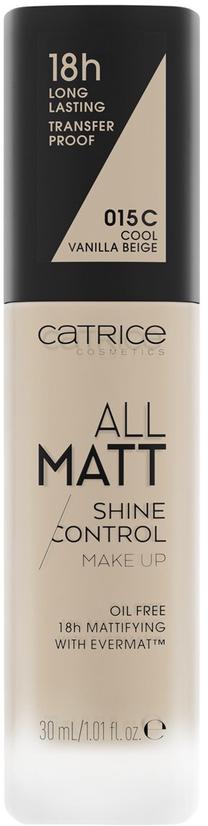 Skystas makiažo pagrindas Catrice All Matt Shine Control Make Up, šviesiai ruda sp., 015c cool vanilla, 30 ml