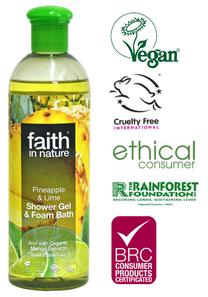 Kūno prausimosi želė Faith in Nature, 400 ml