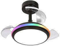 Lubinis ventiliatorius su lempa CristalRecord Antila Mini XS RGB, 40 W, juoda sp./skaidri sp.