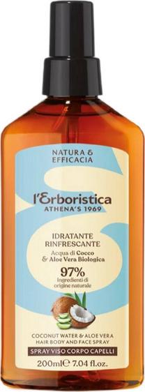 Sprejs matiem, sejas un ķermeņa kopšanai L'Erboristica Coconut Water & Aloe Vera, 200 ml