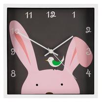 Pulkstenis 4Living Animals Square Bunny, balta krās./rozā krās./pelēka krās., 24 cm x 24 cm, 24 cm