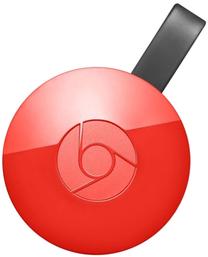 Мультимедийный проигрыватель Google Chromecast 2, Micro USB, красный цв./хромовый цв.