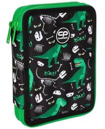 Penālis CoolPack Jumper XL Dinosaurs, 20 cm x 14 cm, melna krās./zaļa krās.