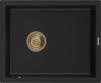 Virtuvinė plautuvė Mexen Pedro Black+Gold, granitas, 56 cm x 46 cm x 20 cm, aukso sp./juoda sp.