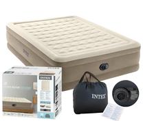 Pripučiamas čiužinys su pompa Intex Dura-Beam Ultra Plush, smėlio sp., 203 cm x 152 cm x 46 cm
