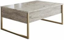 Kavos staliukas Kalune Design Luxe, aukso sp./travertine sp., 60 cm x 90 cm x 40 cm
