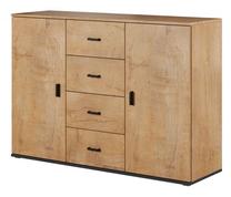 Komoda Cama Meble Uni, juoda, 132 cm x 38 cm x 92 cm