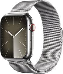Išmanusis laikrodis Apple Watch Series 9 GPS + Cellular, 45mm Silver Stainless Steel Silver Milanese Loop, sidabro sp.