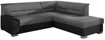 Kampinė sofa Bergen Sawana 21, Soft 11, juoda sp./pilka sp., dešininė, 214 x 247 cm x 83 cm