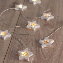 Lempučių girlianda DecoKing Wooden Star 9302257, 1.65 m, balta sp., 10 LED