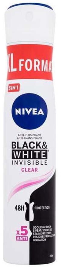 Moteriškas dezodorantas Nivea Black & White Invisible Clear, 200 ml